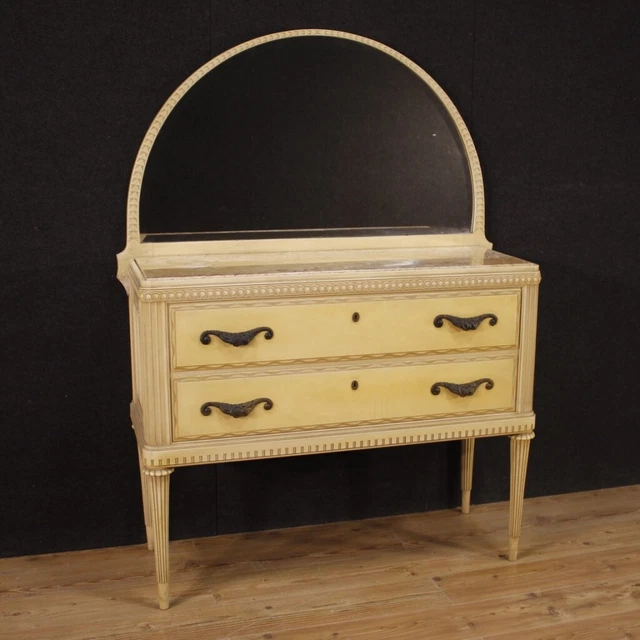 Comoda con espejo mueble aparador italiano lacado madera cajones estilo antiguo