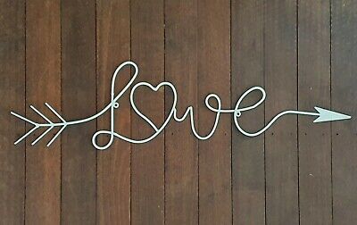 Large Metal White Wedding Love Arrow Sign Shabby Chic Cottage Vintage Look