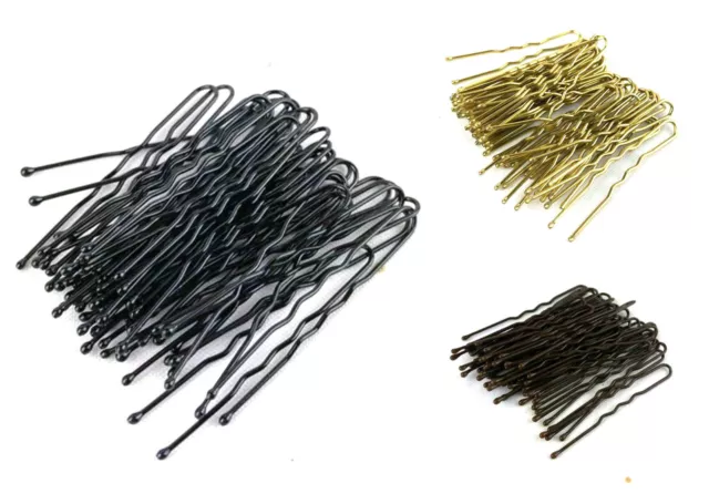 36 Waved Hair Pins Black Blonde Brown Bun Pins Hair Slides Kirby Grips 4.5cm