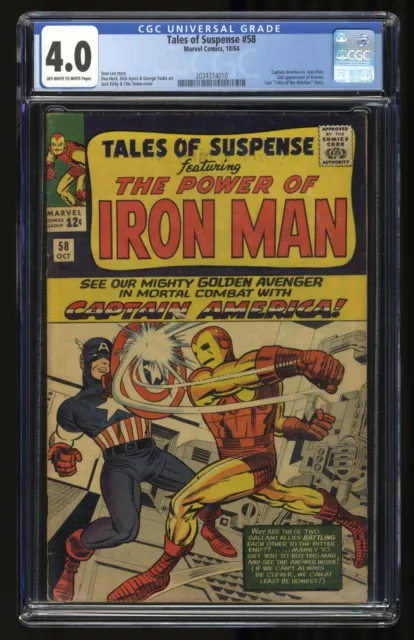 Tales Of Suspense #58 CGC VG 4.0 Iron Man Captain America Kraven Marvel 1964