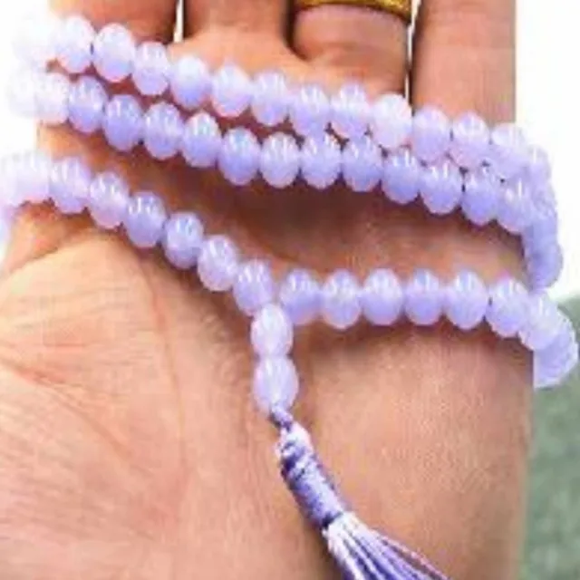 Natural 6mm Buddhism 108 Lavender Jade Prayer Bead Mala Bracelet Dragon Silver