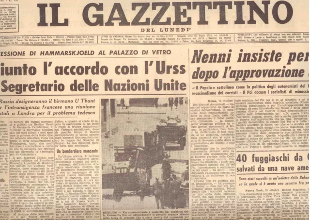 I2  Il Gazzettino Del Lunedi N. 42 Anno 75 Del 16/10/1961 40 Fuggaschi Da Cuba