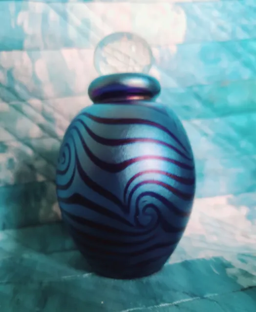 Original Signed Robert Eickholt Dichroic Iridescent Swirl Glass Perfume Bottle