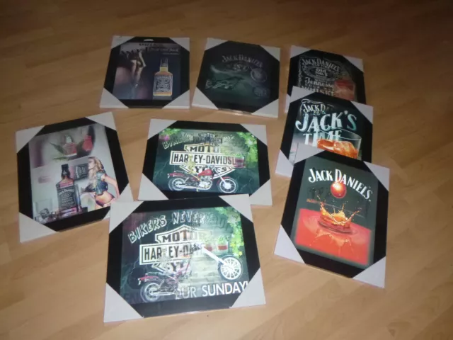 8 Stück**3D BILD Jack Daniels WECHSELBILD gerahmt* Harley Davidson*46x36cm*