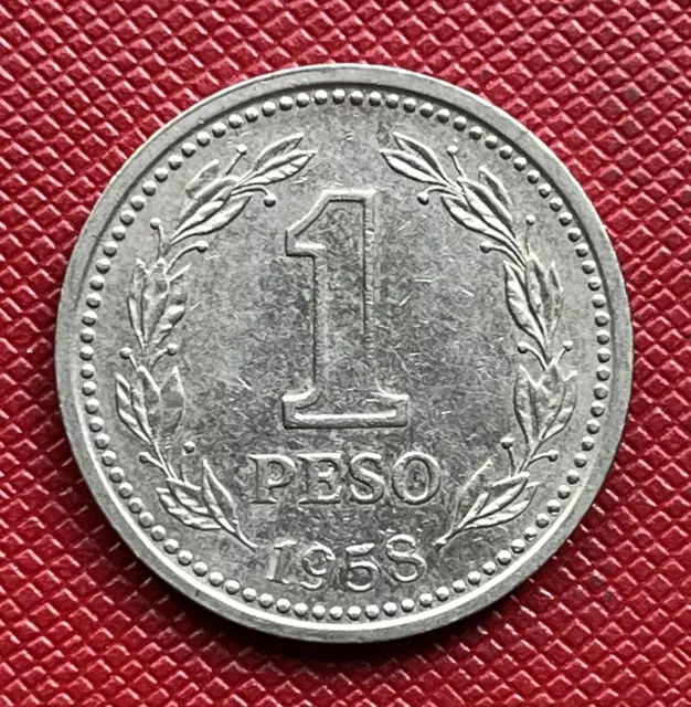 Argentina 1958 Nickel Clad Steel 1 Peso. High Grade. KM# 57