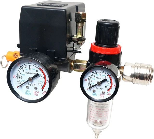 Interrupteur Pression Compresseur D'Air - 220V/380V 15A - Réglage 99-142 PSI - Pour Compresseur Piston - 8