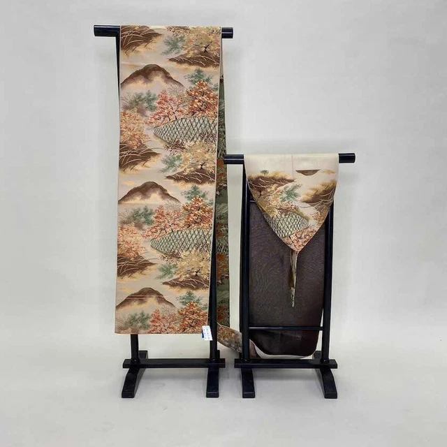 NAGOYA OBI VINTAGE japanese kimono OBI nagoya obi Silk Antique Brown 1187