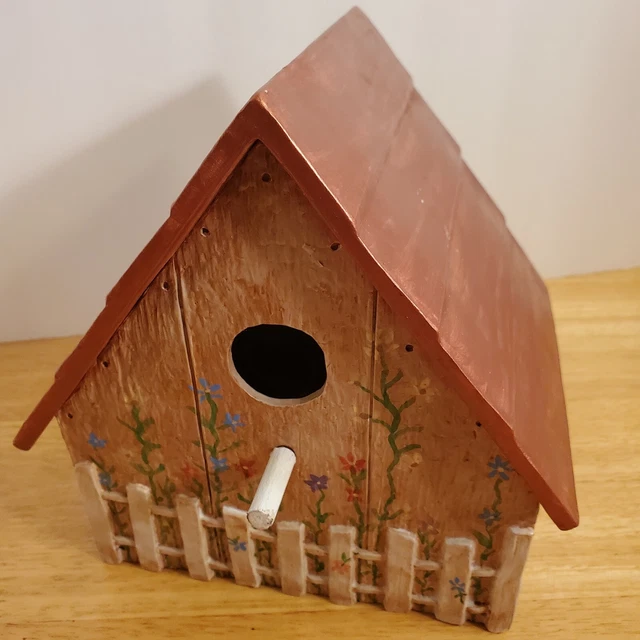 Vintage 1980s Ceramic Handpainted Birdhouse 7" Height 7"x6"