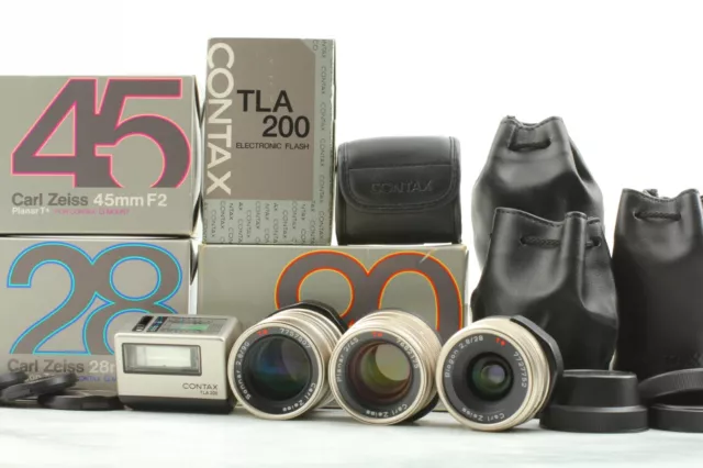 [TOP MINT ALL IN BOX] Contax Carl Zeiss 28 45 90mm 3Lens + TLA200 From JAPAN