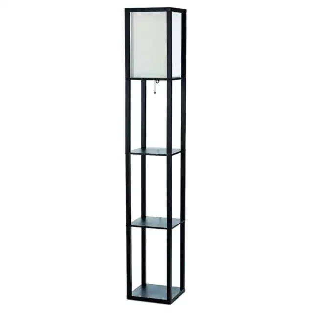 Simple Designs Floor Lamp Etagere Organizer Storage Shelf Linen Shade,new