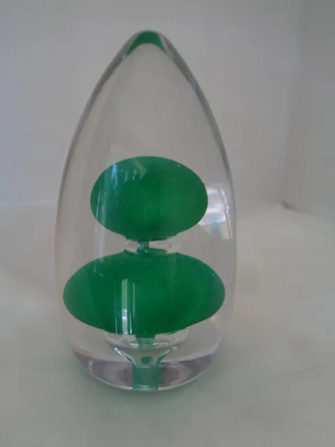 Wedgwood Green Glass Topiary Egg Shape Paperweight