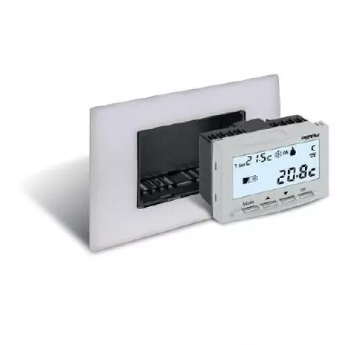 Thermostat Numérique Encastrable Universel 3 Modules A Batterie Blanc - Perry