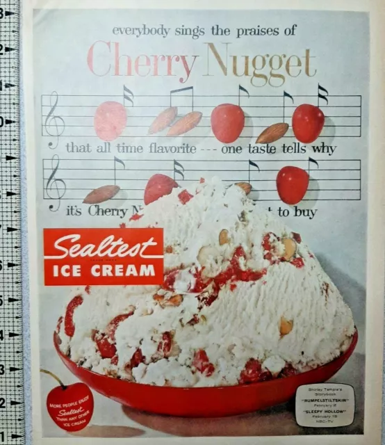 1958 Sealtest Ice Cream Vintage Print Ad Cherry Nugget Sing Praises NBC TV Shows