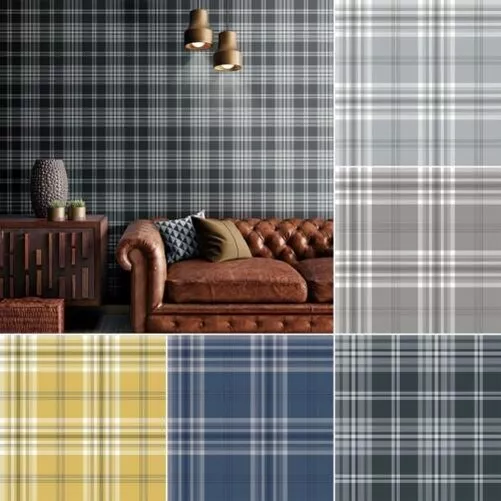 Muriva Catherine Lansfield Kelso Carreaux Papier Peint Tartan Toute Pièce