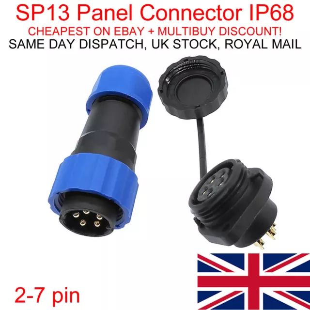 SP13 IP68 Waterproof 2,3,4,5,6,7 pin Plug and Panel Socket Connector Aviation