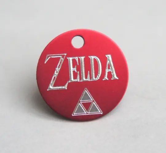 Zelda Dog Cat Id Tag Available In 3 Sizes 9 Colours Engraved On Reverse For Free