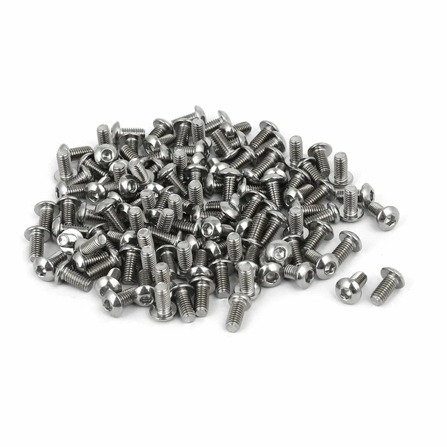 M3 x 6mm 304 Stainless Steel Hex Socket Button Head Cap Screws Bolts 120PCS