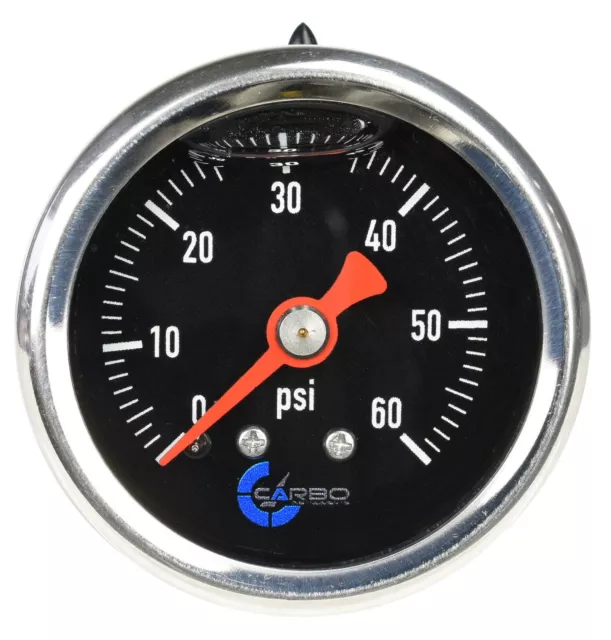 CARBO Gauge 0-60 psi Fuel Pressure Oil Pressure 1.5" Liquid Filled, Black Dial