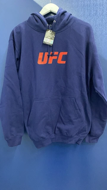 Official UFC Workout Hoodie Gym Logo Print Blue Adults