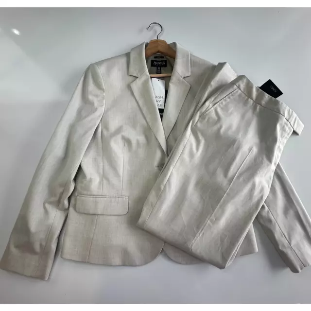 Jones New York Beige 2 pcs Lined Blazer/Pant Suit NWT- 16