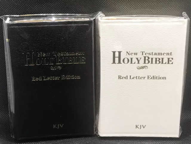 New KJV Holy Bible New Testament Pocket Size 4.5" Red LTR Black & White Set of 2