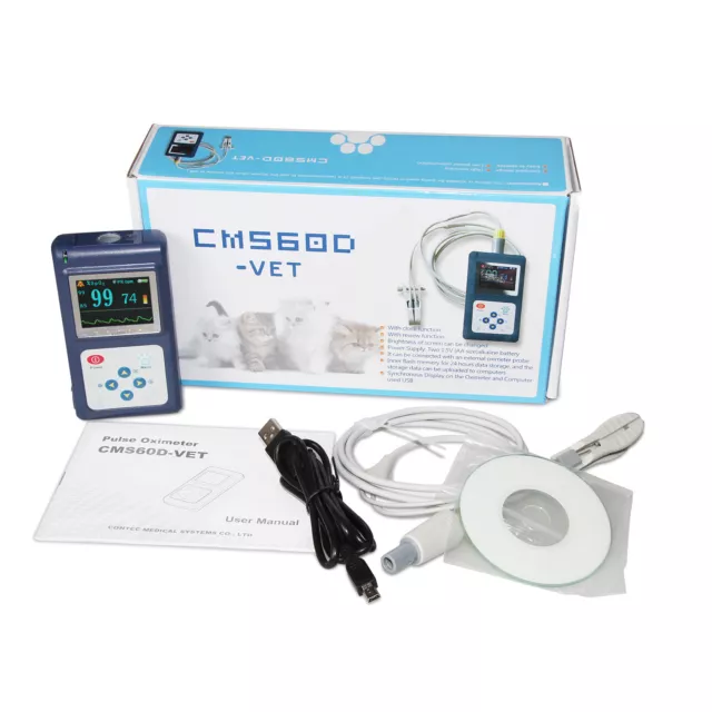 Portable CMS60D-VET Veterinary Pulse Oximeter with Tongue SpO2 Probe+PC Software 2