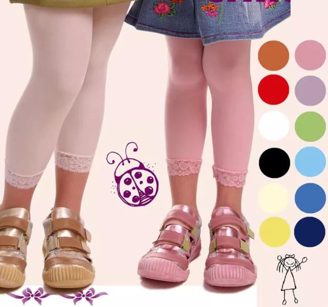 Kinder Leggings Leggins Spitze 60 den 7/8 110 122 - 146