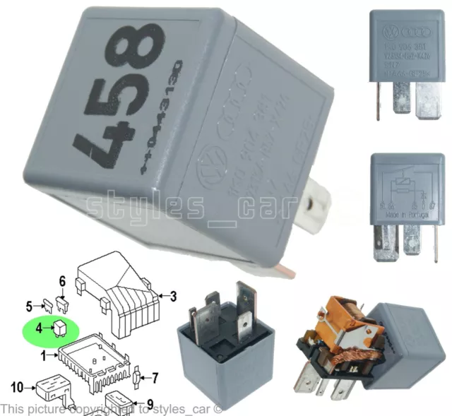 1K0906381 Audi VW Skoda Seat (458) Multi-Use 5-Pin SN7 Grey Relay V23134B52X426