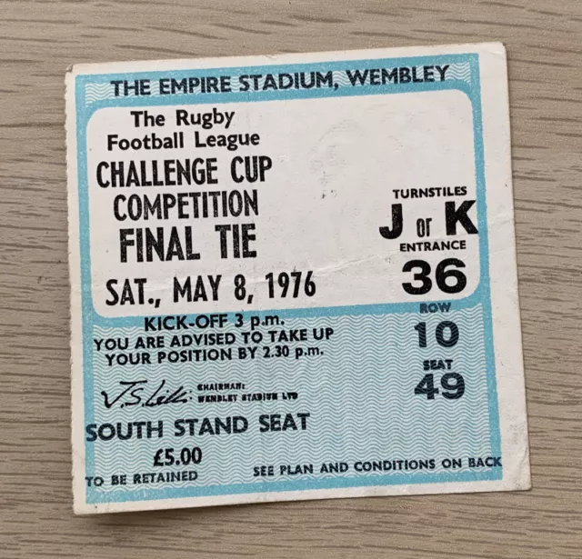 Rugby League Challenge Cup Final St Helens V Widnes 1976 Ticket Stub