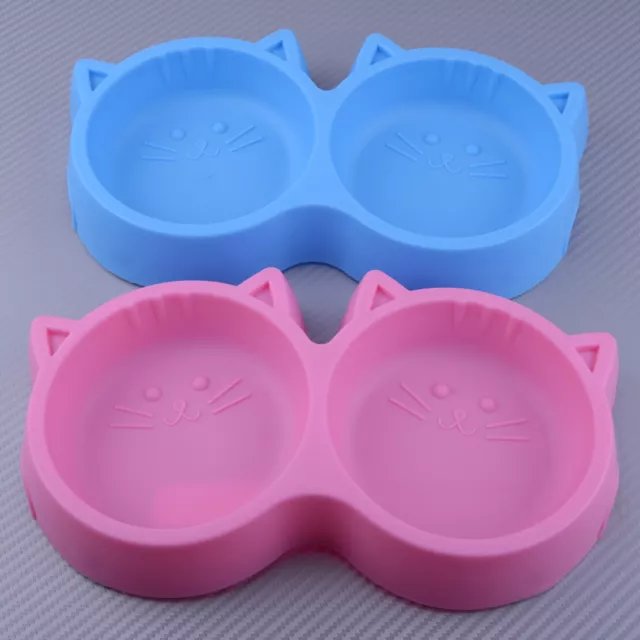 Plastic Non Slip Dog Puppy Cat Pet Animal Feeding Food Water Double Bowl Dish