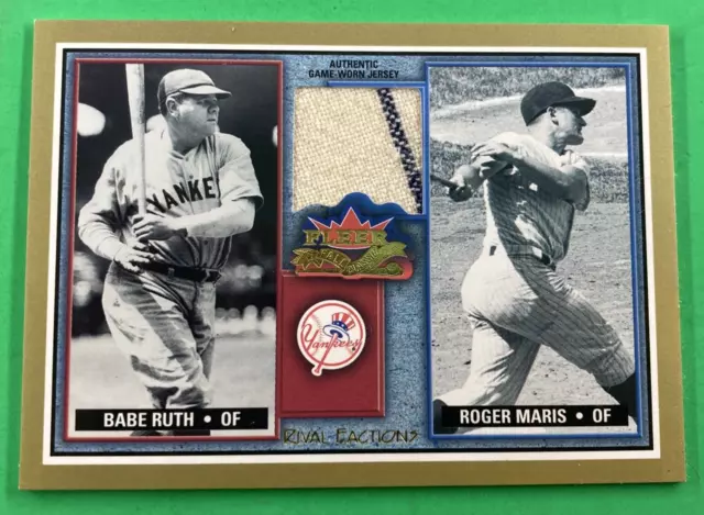 2002 Fleer Fall Classic Rival Factions Game Worn Jersey Roger Maris W/ Babe Ruth