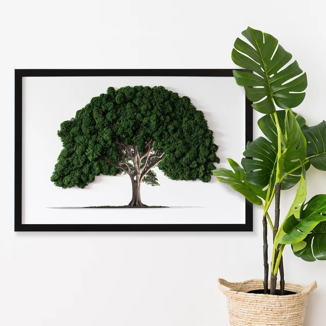 Immagine Muschio Foresta Muschio Cornice MDF nero 60x40 cm- Albero