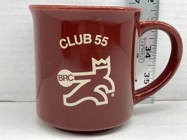 Vintage Brunswick Bowling BRC Club 55 Coffee Cup Mug Used Crimson Maroon Korea