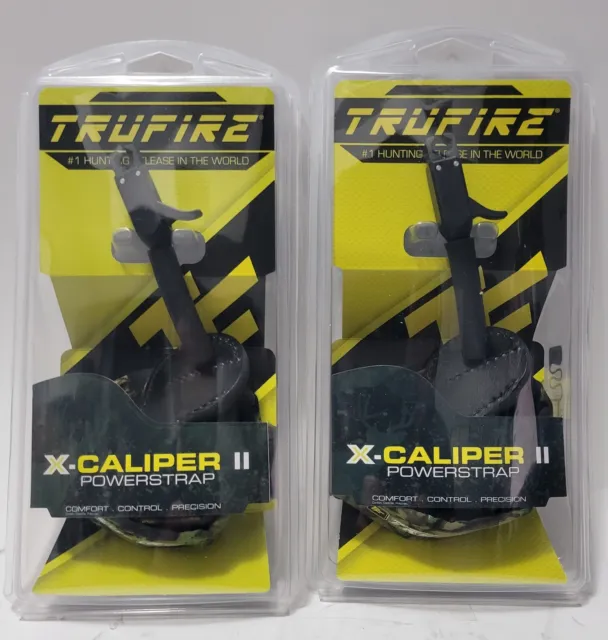 (2) TruFire XCaliper ll Archery Bow Release Adjustable Wrist Strap Camo