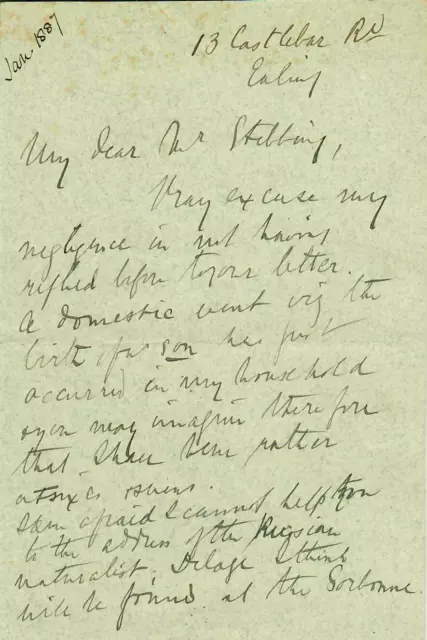 "English Zoologist" Frank Evers Beddard Hand Written 3 Pg Letter Dated 1887