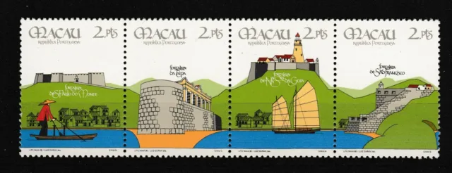 MACAU CHINA Mi. 562-565 "Festungen" 1986  4er-Streifen - perfekt erhalten **/MNH