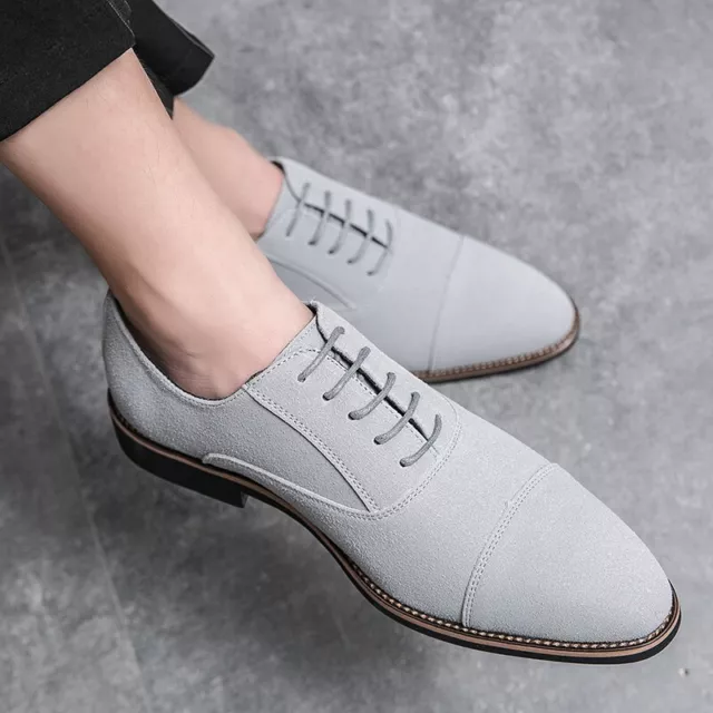 CHIC MENS ROUND Toe Leisure Formal Dress Oxfords Suede Leather Wing Tip ...