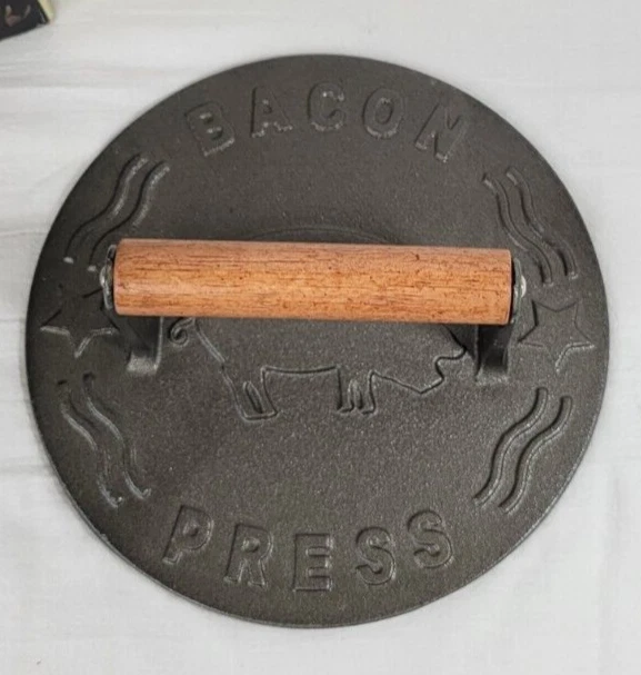 Bellemain Cast Iron Grill Press Heavy-duty bacon press with Wood Handle 8.5 D
