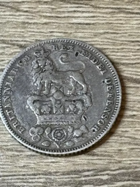 George IIII, IV, Sixpence, 1826, 0.925 Silver, 2nd Bust, 3rd Reverse