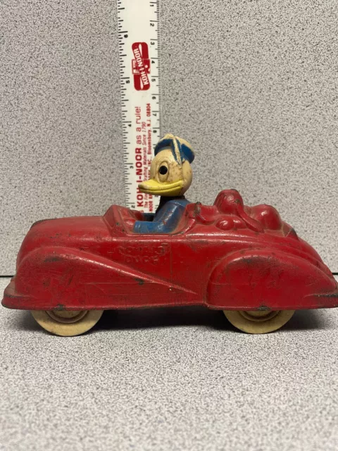 Vintage 1940's Walt Disney Toy Car w/Donald Duck & Pluto Sun Rubber Co.