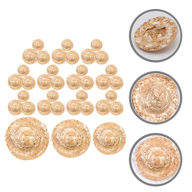 36pz Cappelli di Paglia Miniatura Mini Tessuti