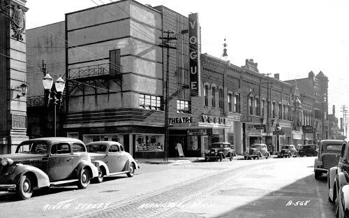 River Street View Vogue Theatre Manistee Michigan MI Reprint Postcard