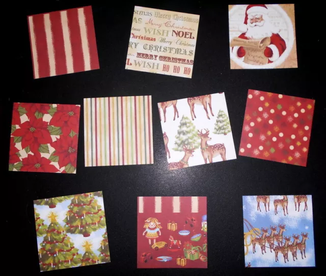 CARD TOPPERS - Christmas Scrapbooking/Cardmaking Papers  x 10 - 9.5cm x 9.5cm