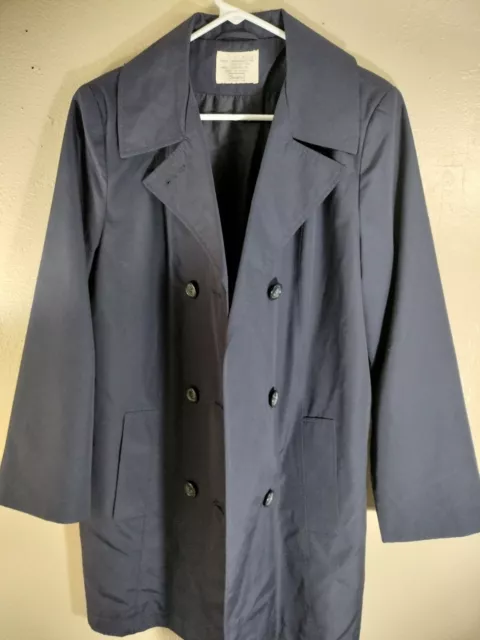 Vintage Sears Womens size 14 Navy Blue Dress Coat Cardigan Suit Trench Jacket