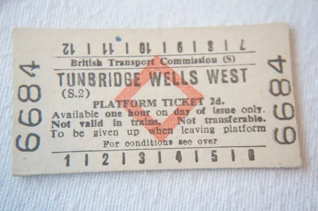 Tunbridge Wells British Rail BTC Platform Railway Train Ticket