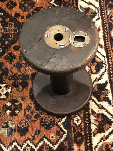 Large Antique Industrial Factory WOODEN SPOOL Bobbin 11 X 8 Primitive