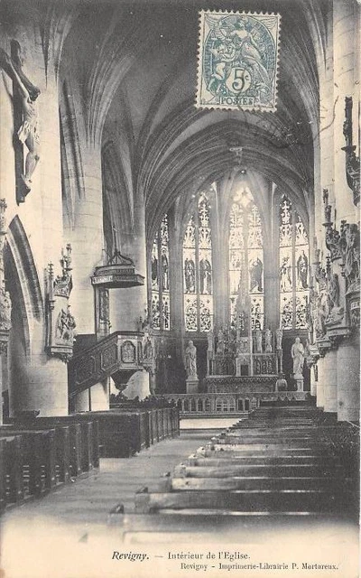 CPA 55 REVIGNY INTERIEUR DE L'EGLISE (dos non divisé)