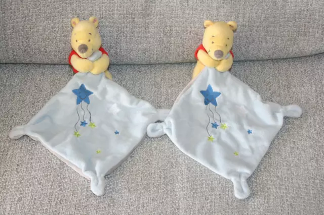 Disney Nicotoy Simba Toys 2Doudou Winnie Mouchoir Bleu Etoiles Noeuds Excel Etat