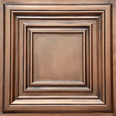 Decorative Faux Tin Ceiling Tile #TD05 Aged Copper Glue Up/Drop In 10pcs~40sq.ft