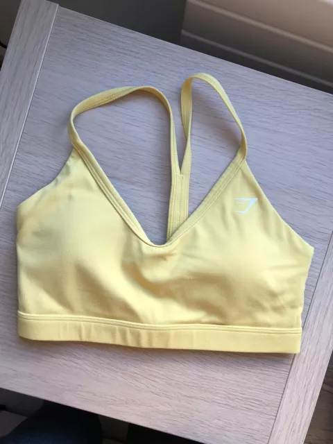 GYMSHARK V-NECK TRAINING Sports Bra - Yellow - Size XS £10.20 - PicClick UK